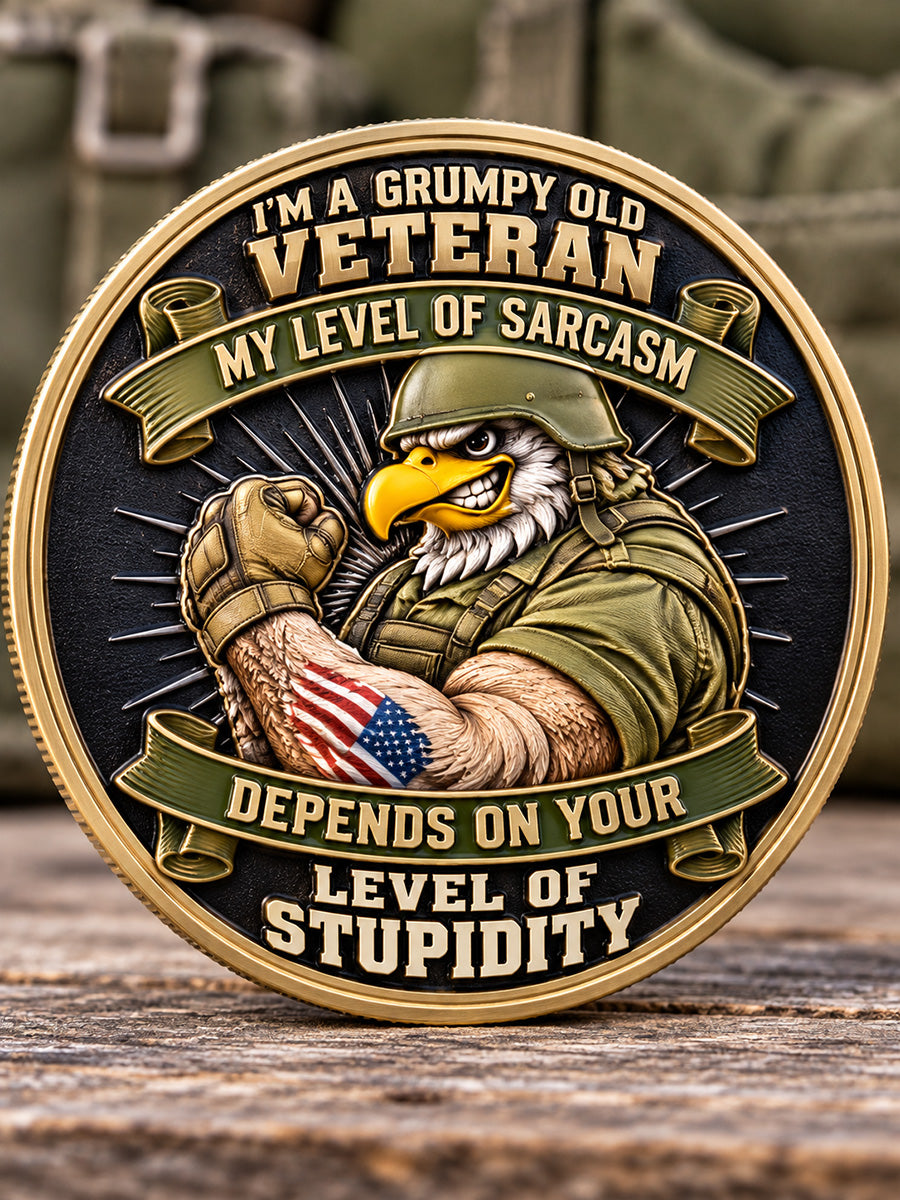 Service Complete, Attitude Intact — Grumpy Veteran Commemorative Medallion