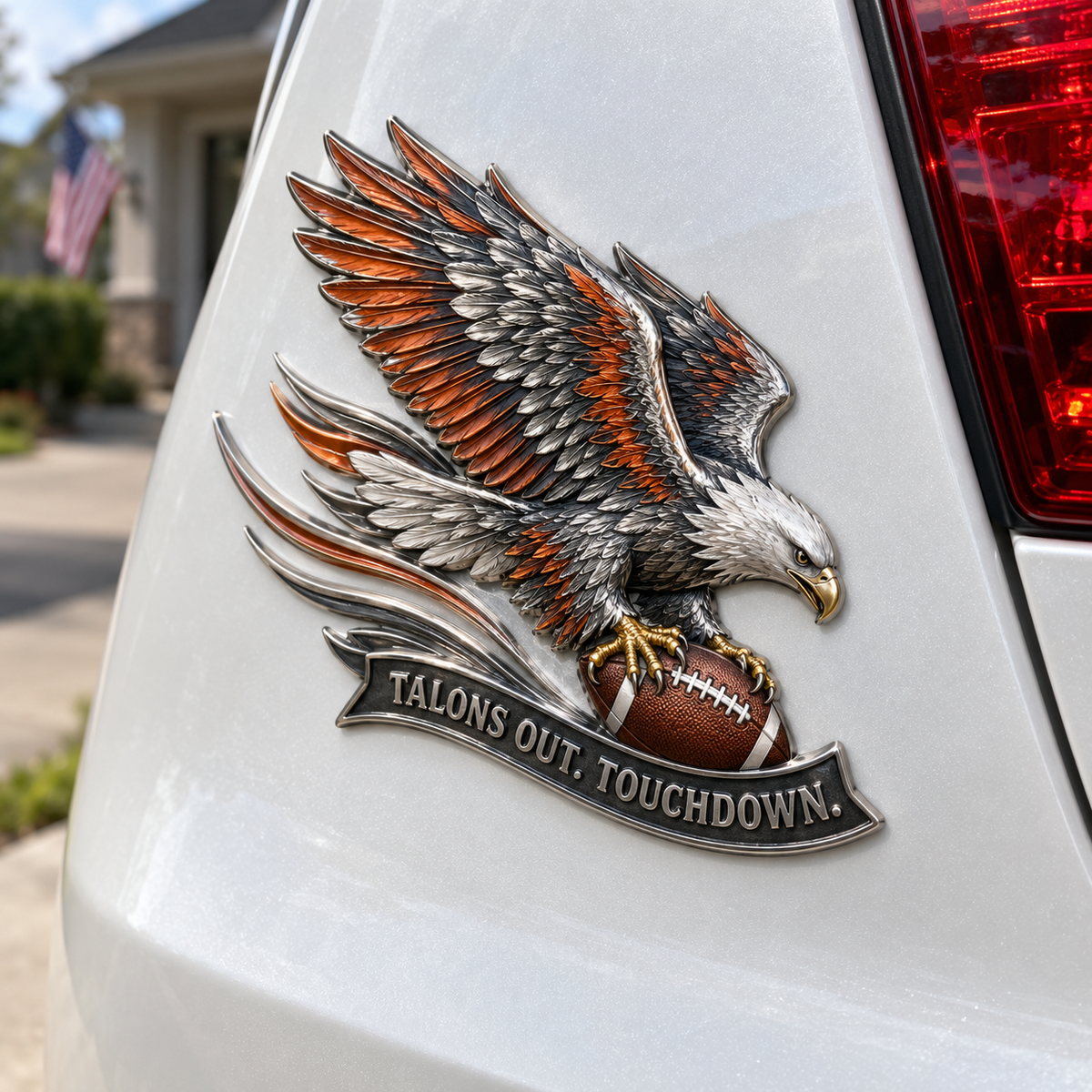 🔥Hot Sale🔥 - 🦅 "Talons Out. Touchdown!" Premium Metal Eagle Car Emblem 5.9“*5.9” | The Ultimate Football Fan Decal