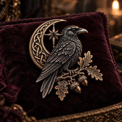 🔥Hot Sale🔥 - 🐦‍⬛ Gothic Celtic Raven Brooch – Dark Academia Statement Pin