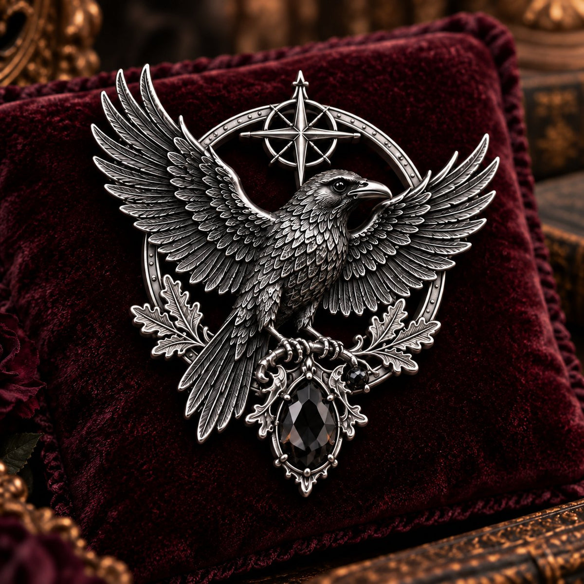 🔥Hot Sale🔥 - 🐦‍⬛ Gothic Celtic Raven Brooch – Dark Academia Statement Pin