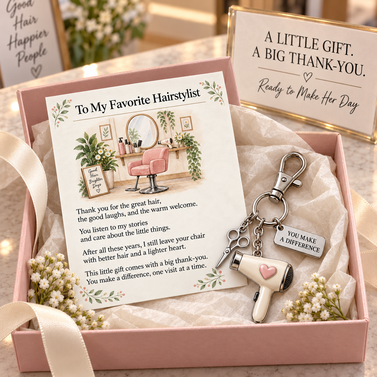 🔥Hot Sale🔥 - ✨ The "You Make a Difference" Appreciation Gift Set – Keychain & Greeting Card ✨
