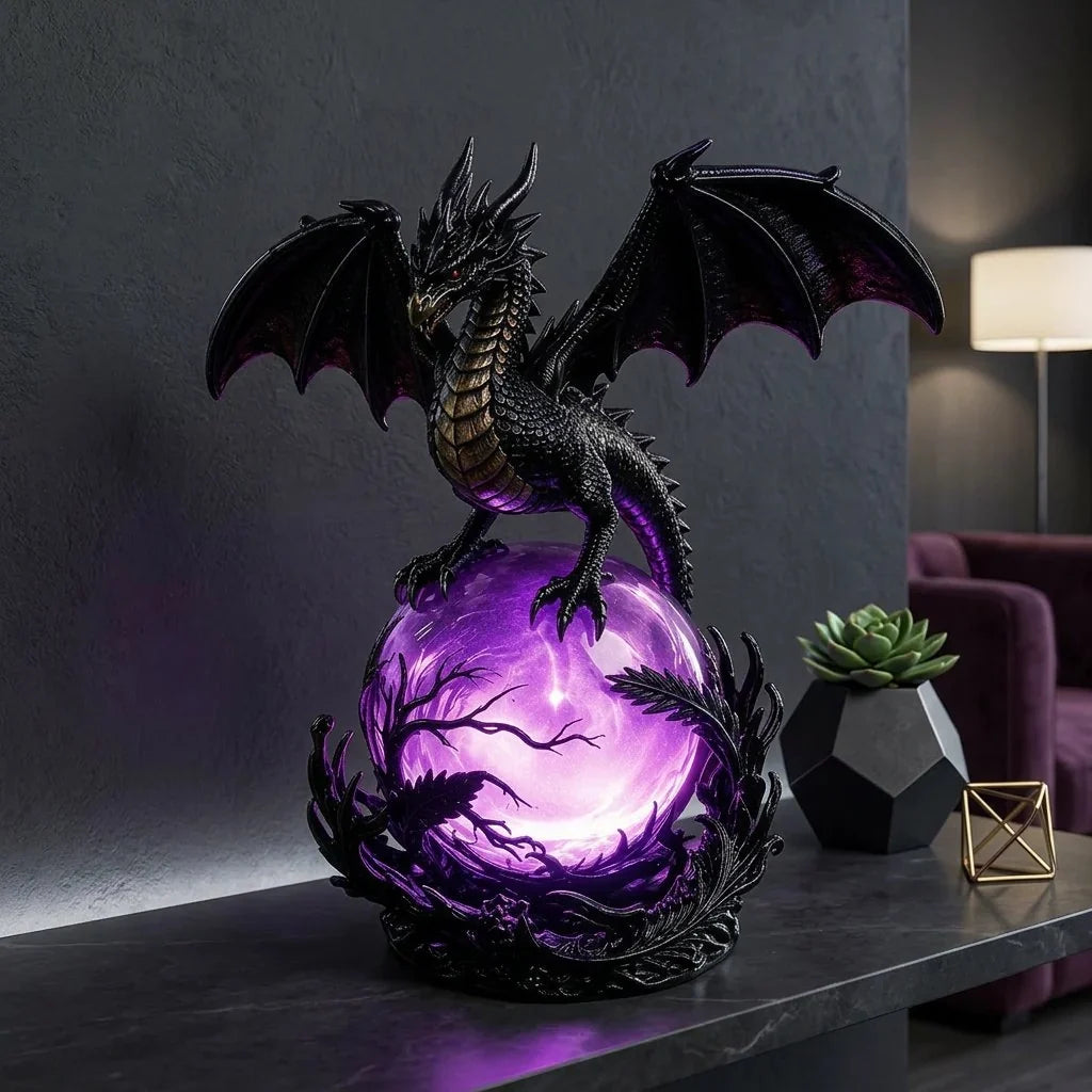 🔮🐉Gothic Dragon LED Crystal Ball Lamp for Dark Aesthetic Decor