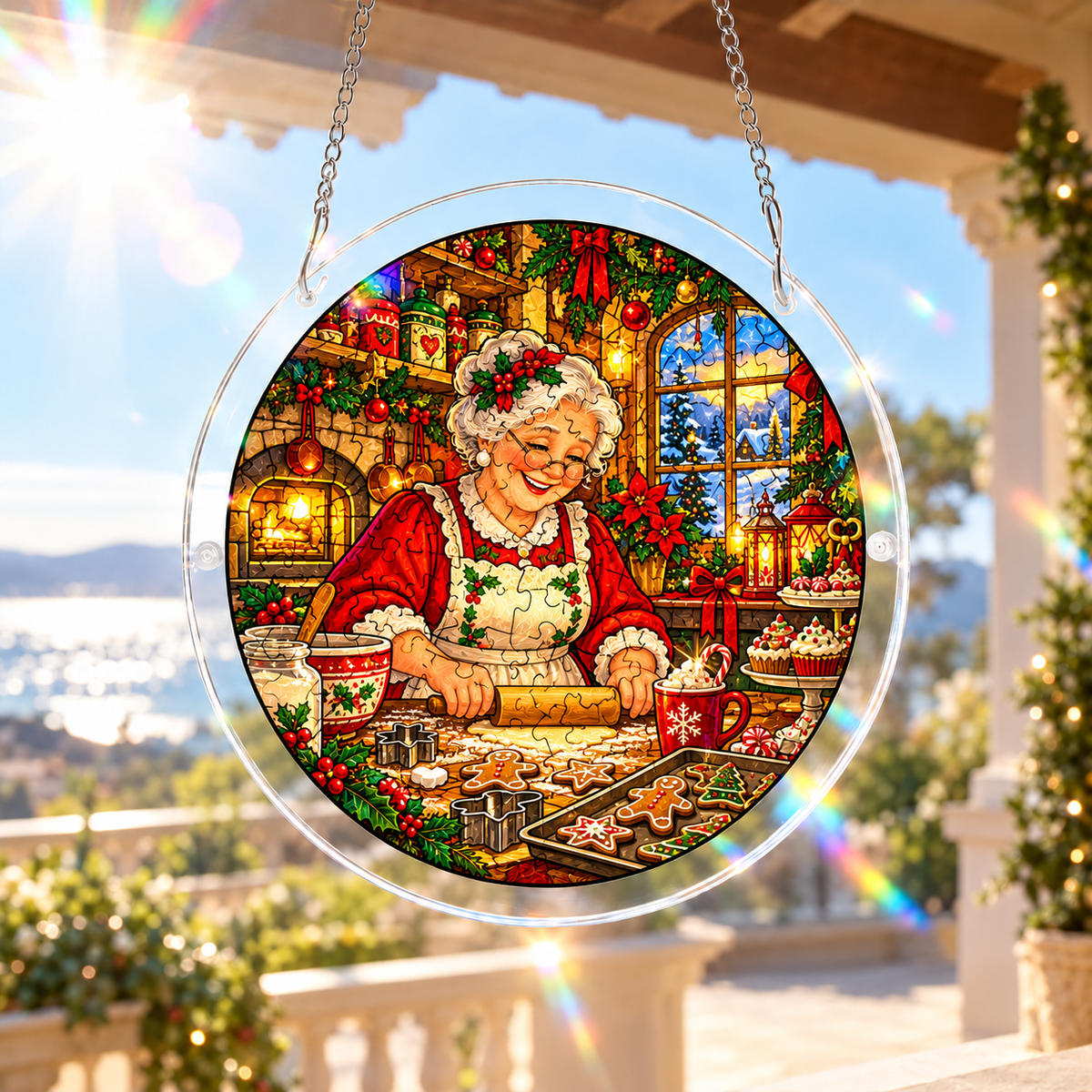 ⏳ Last Day 50% OFF —🎄 Christmas Stained Glass Puzzle Suncatcher
