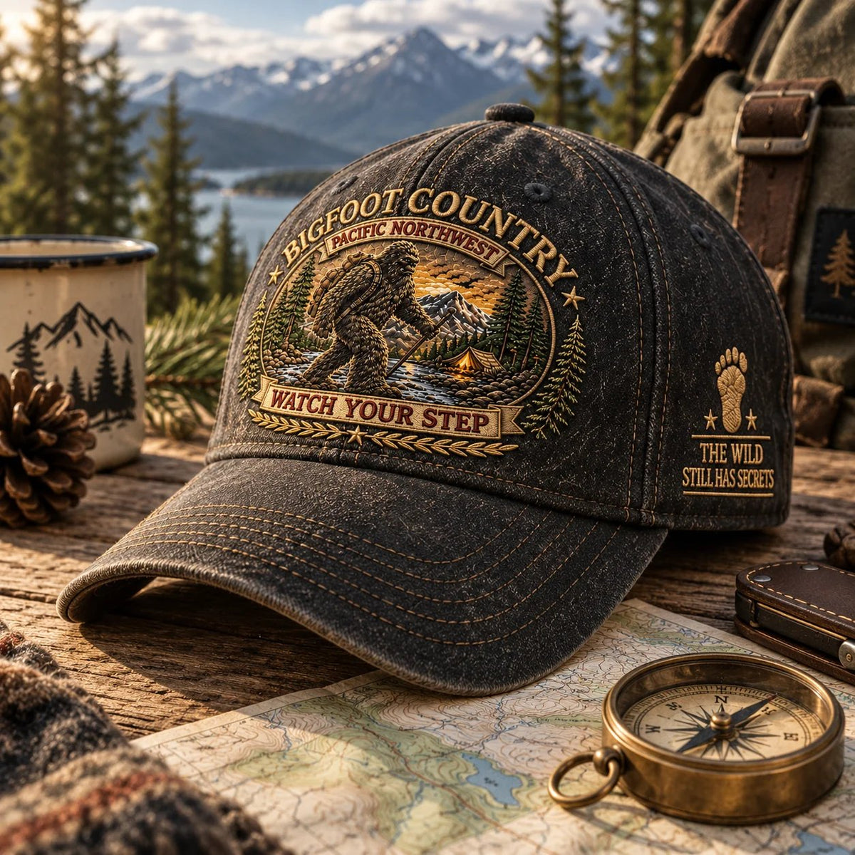 🔥Hot Sale🔥 -  2027 Bigfoot Country Heritage Cap – Pacific Northwest Vintage Washed Embroidered Hat