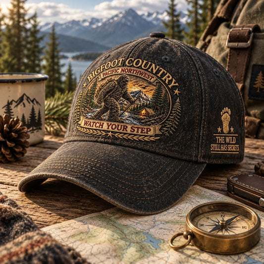 🔥Hot Sale🔥 -  2027 Bigfoot Country Heritage Cap – Pacific Northwest Vintage Washed Embroidered Hat