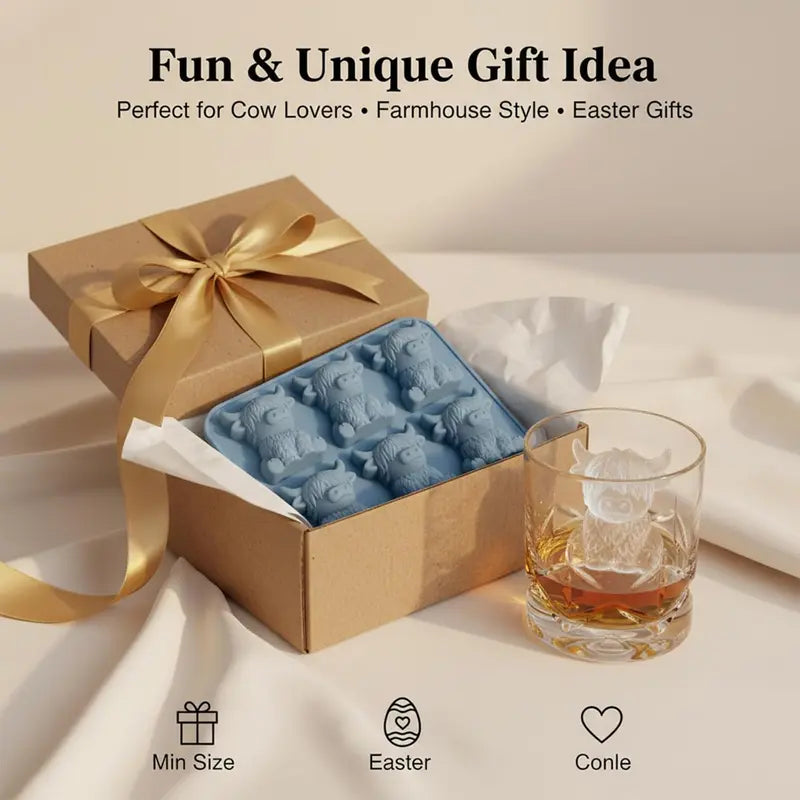 🔥Last Day 60% OFF -🐮 Mini Highland Cow Ice Cube Mold – Cute 3D Ice for Drinks, Parties & Gifts