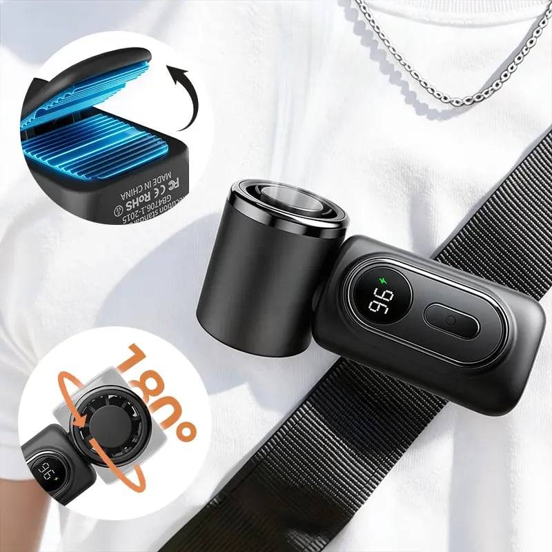 🌬️ Mini Portable Handheld Clip Fan – 3-in-1 Rechargeable 3000mAh Battery 🔋