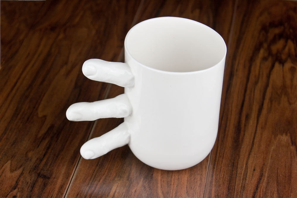 🤣Funny Finger Mug, Large Handmade Coffee Mug with Fingers