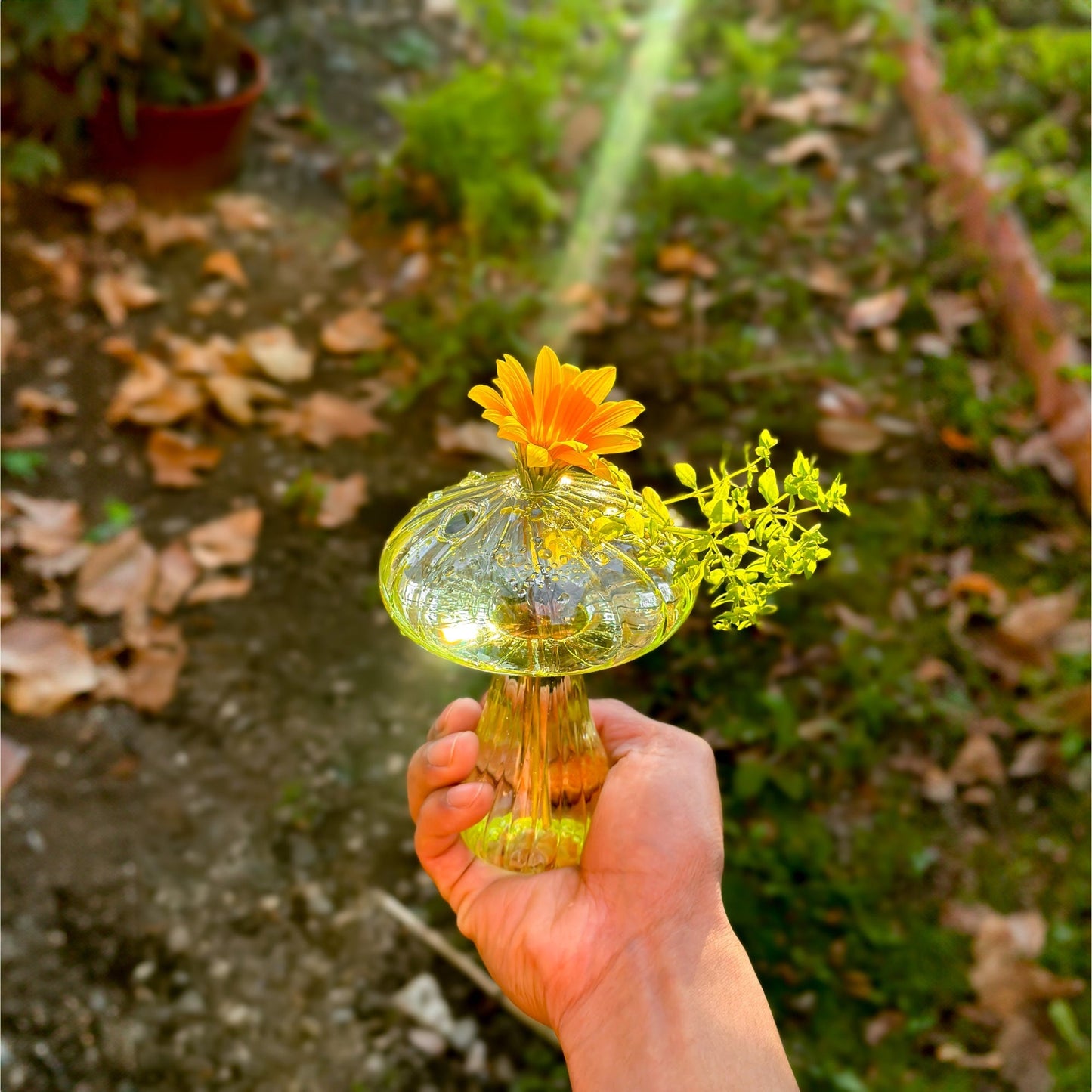 🍄Handmade Glass Mushroom Bud Vase