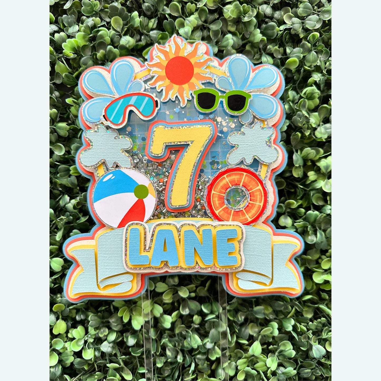 🎉🎉Custom Pool Party Birthday Cake Topper