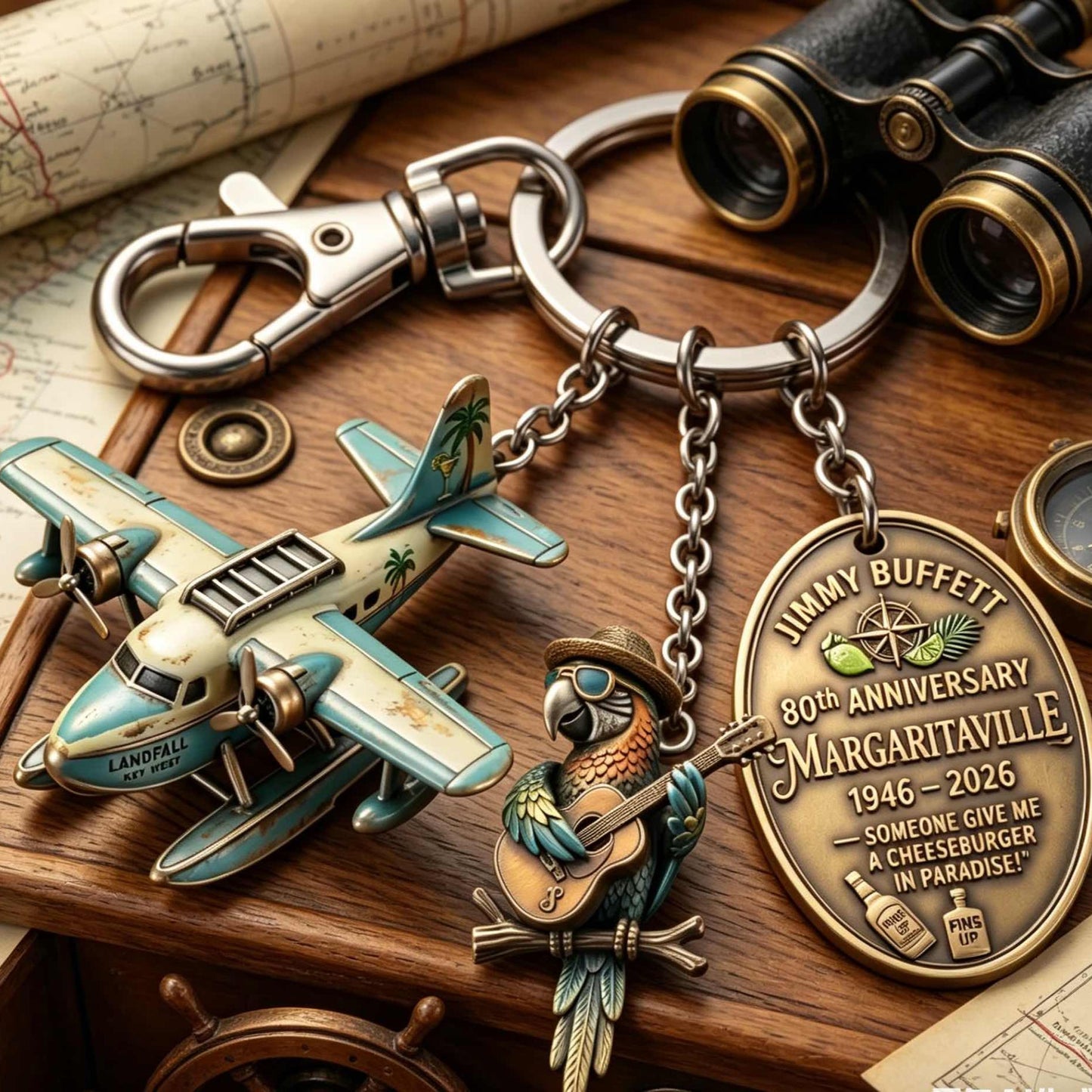 🐦Jimmy Buffett Margaritaville 80th Anniversary Keychain