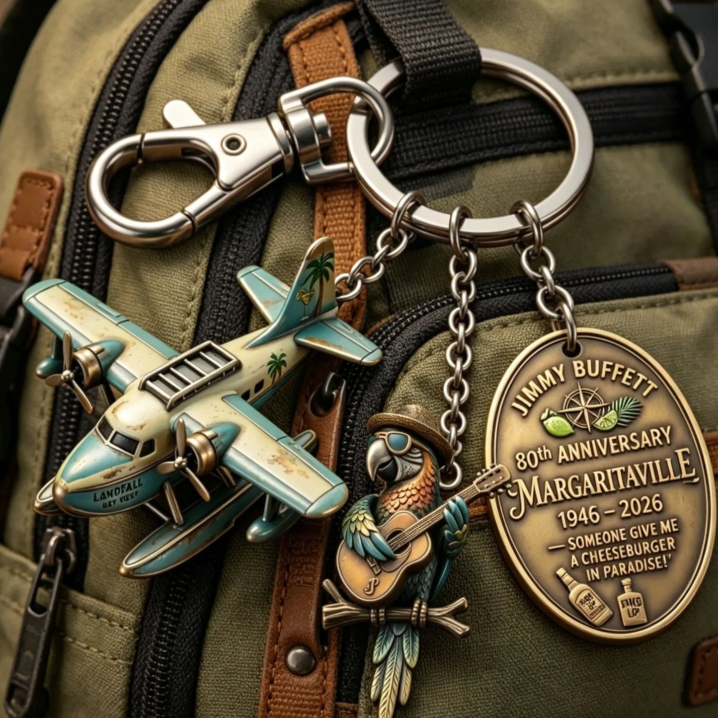 🐦Jimmy Buffett Margaritaville 80th Anniversary Keychain