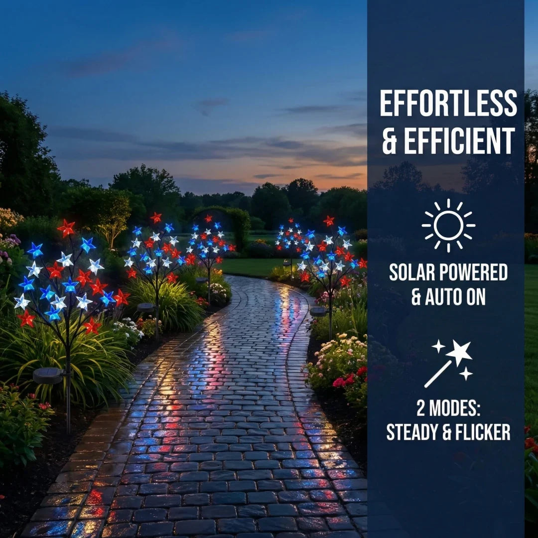 Solar Patriotic Star Lights for Outdoor Decor
