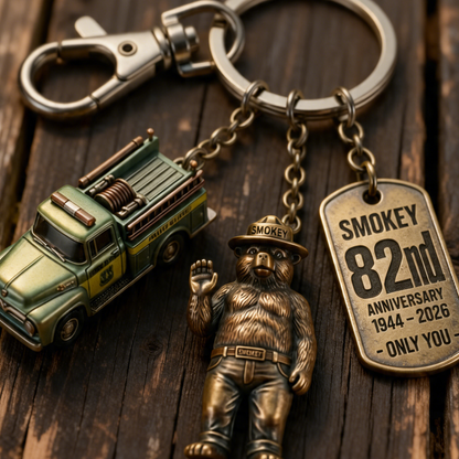 🐻Smokey Bear 82nd Anniversary Commemorative Keychain - A Vintage Tribute to Forest Guardianship