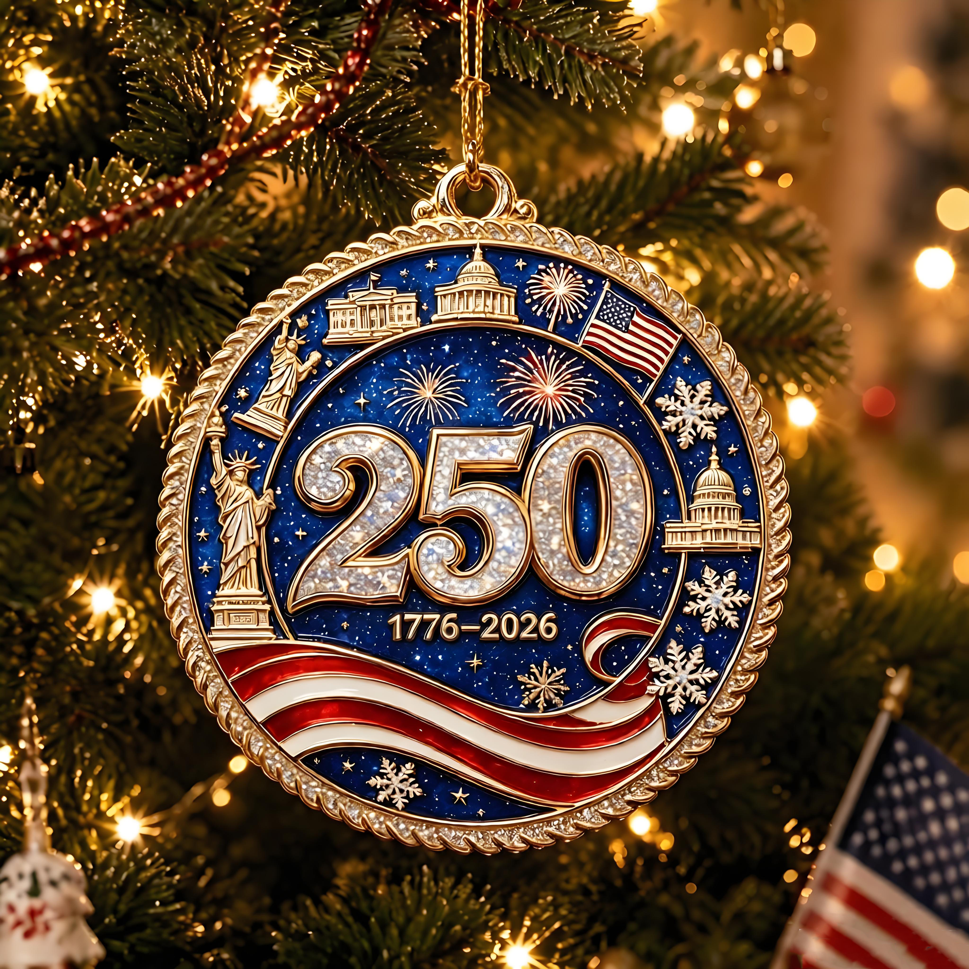 USA 250th Anniversary Christmas Ornament
