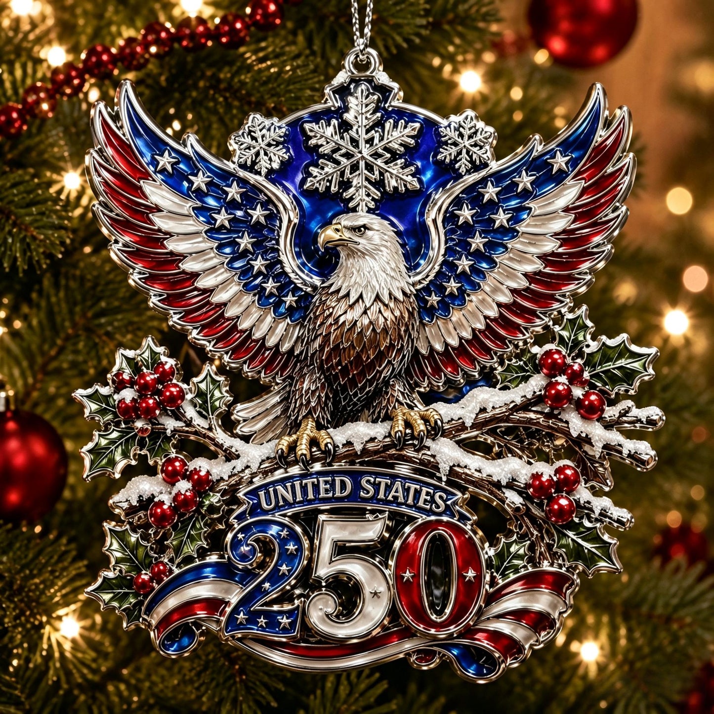 USA 250th Anniversary Christmas Ornament