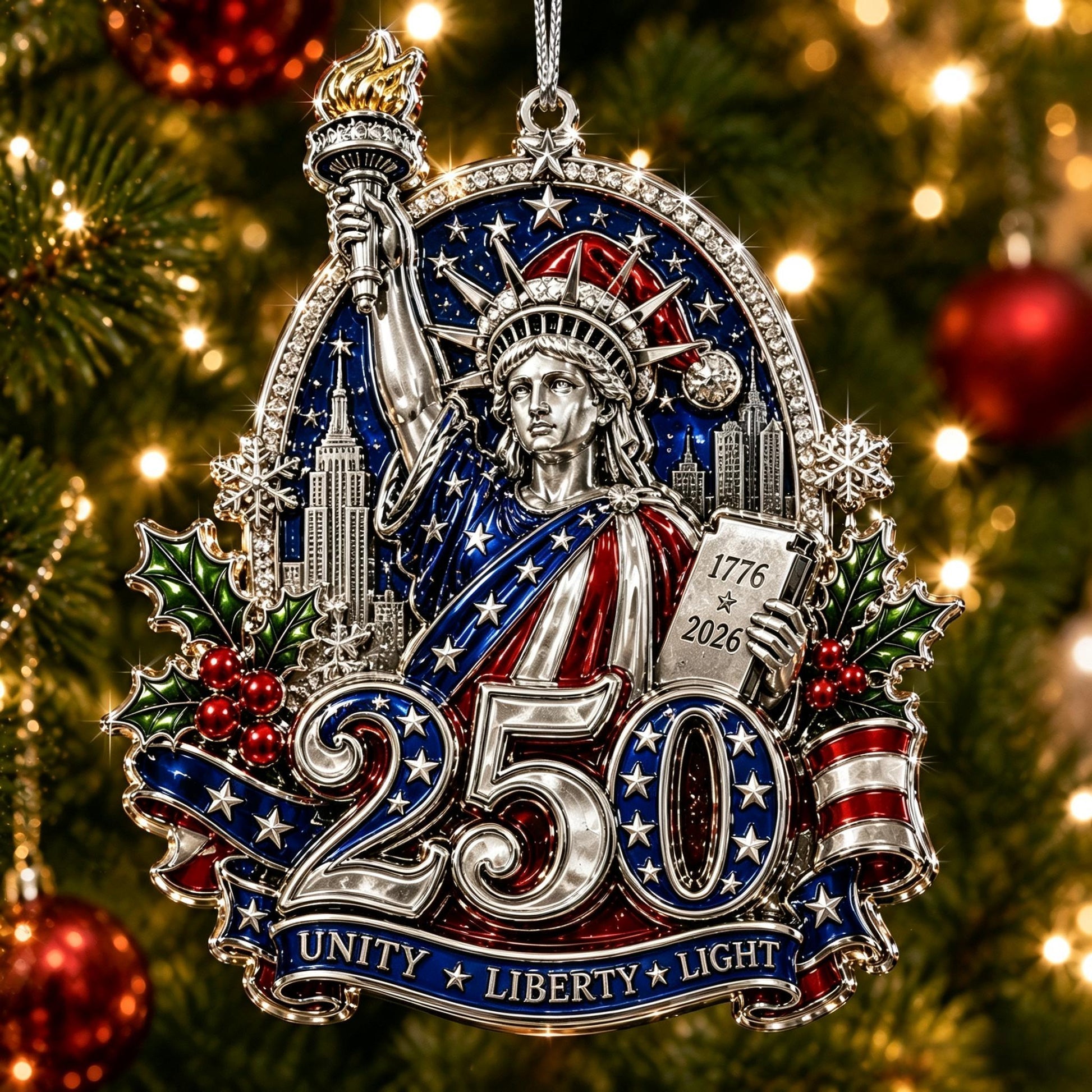 USA 250th Anniversary Christmas Ornament