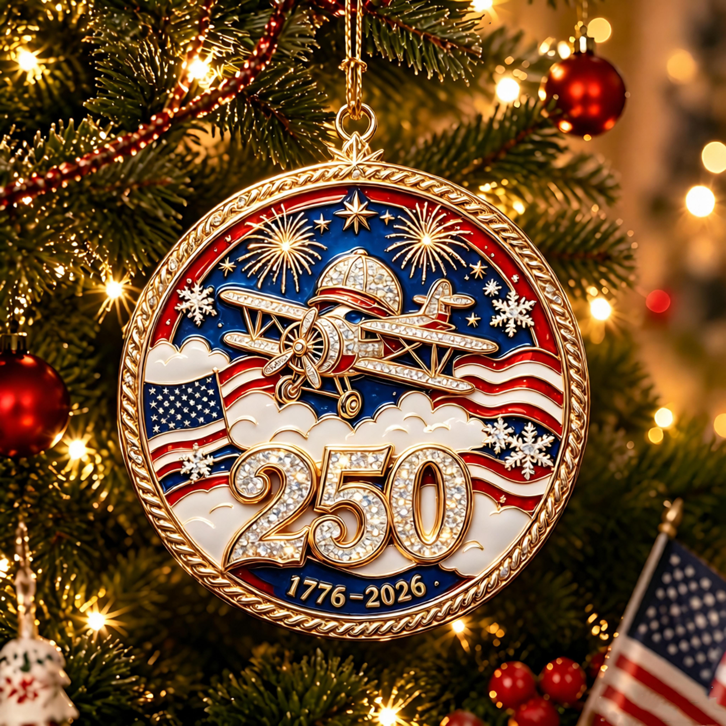 USA 250th Anniversary Christmas Ornament