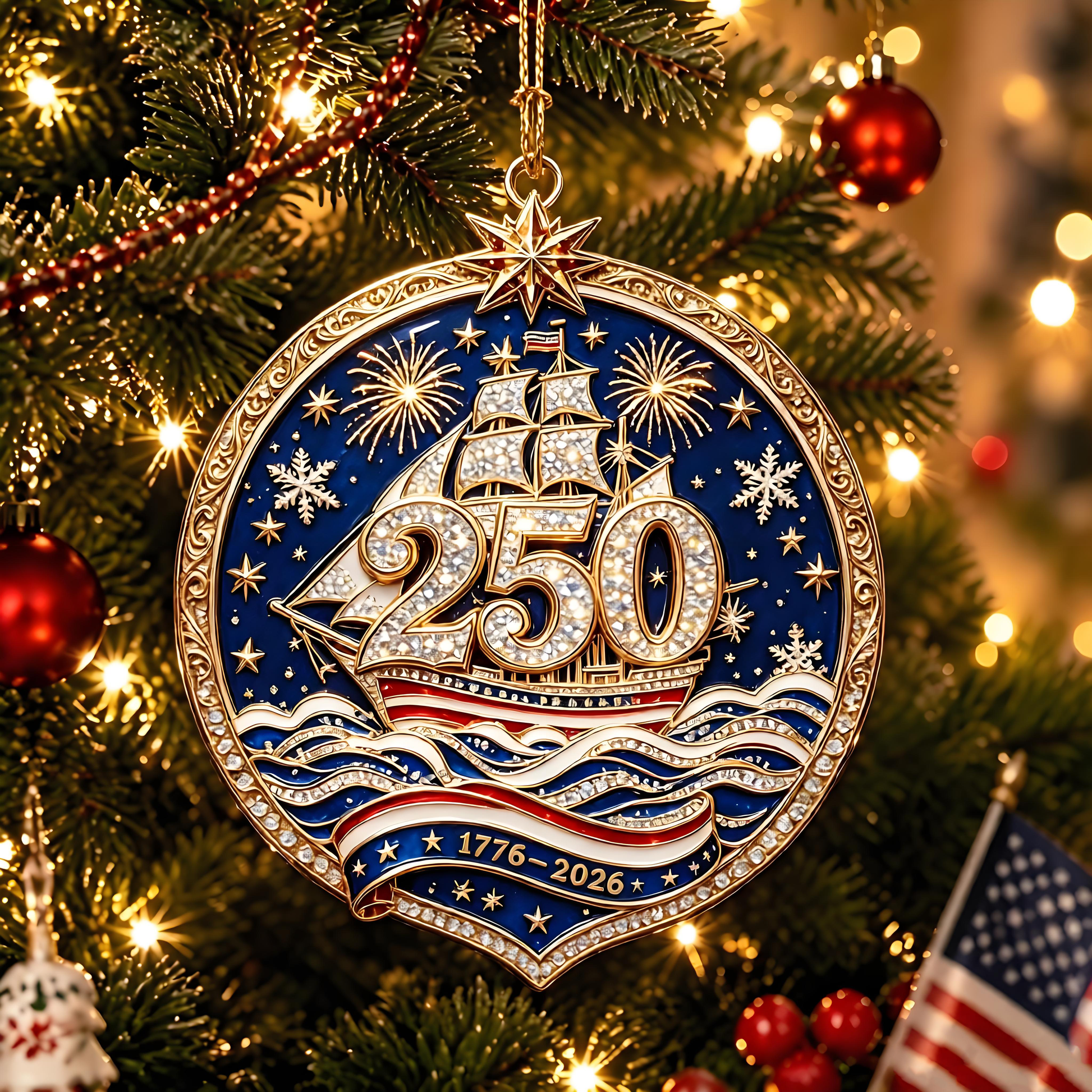 USA 250th Anniversary Christmas Ornament