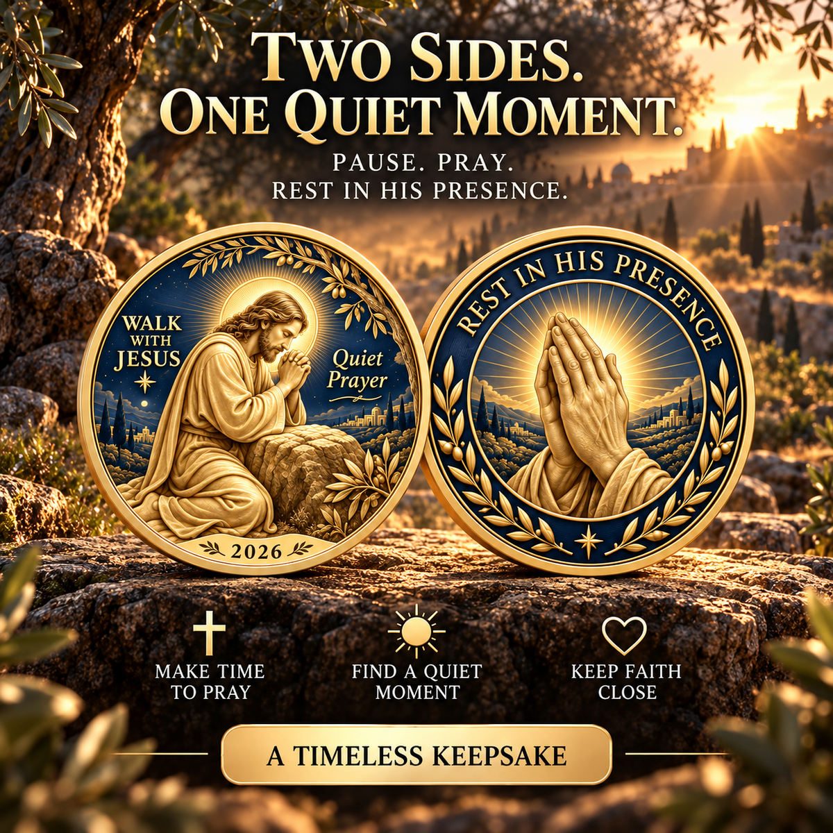 🔥Hot Sale🔥 - ✝️2026 Walk with Jesus Coin Collection – 6 Double-Sided Keepsakes of Faith, Hope & Love.