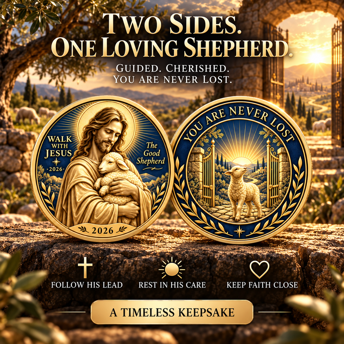 🔥Hot Sale🔥 - ✝️2026 Walk with Jesus Coin Collection – 6 Double-Sided Keepsakes of Faith, Hope & Love.