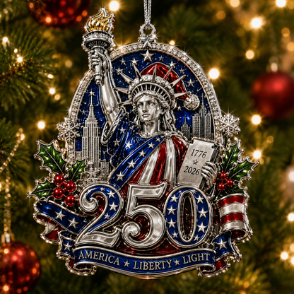 🇺🇸 America 250th Anniversary Christmas Ornament— A Patriotic Christmas to Remember (1776–2026) 🎄✨