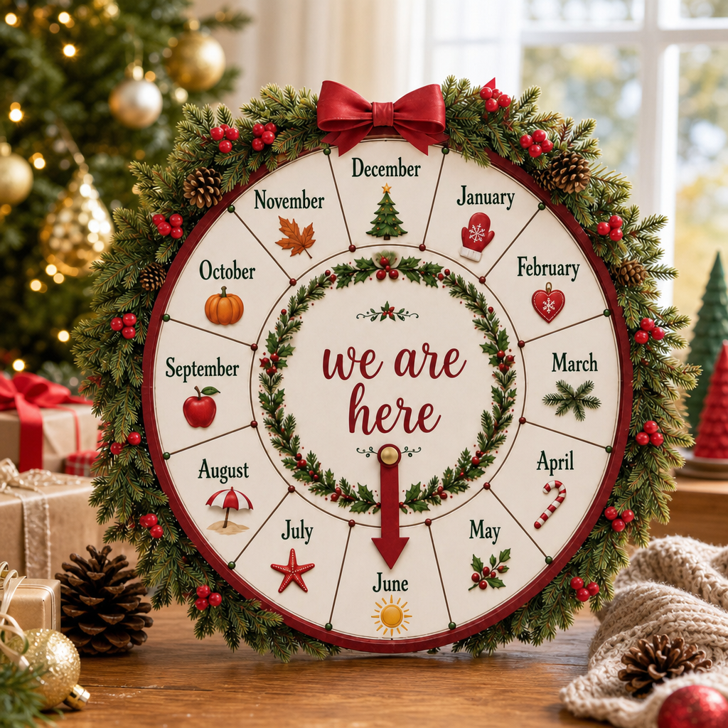 Christmas Countdown Wooden Month Wheel