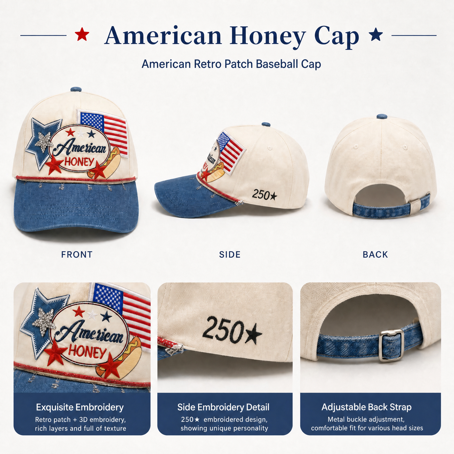 🇺🇸 American Honey Cap – A Retro Hat Made for True American Spirit