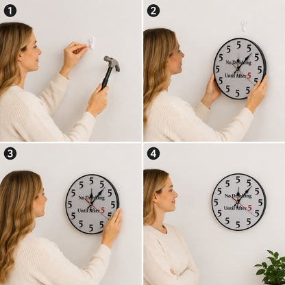 Funny "No Drinking Until After 5" Round Wall Clock