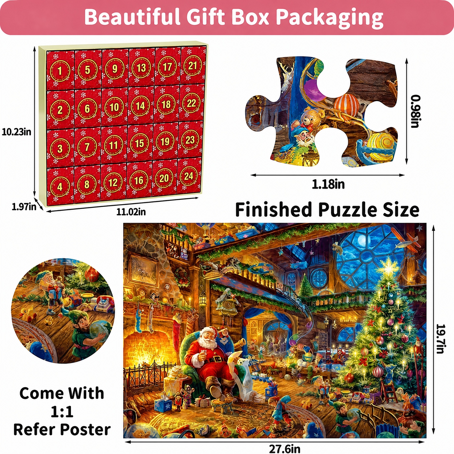 🎅🧩Christmas Advent Calendar Jigsaw Puzzle 1000pcs🧩🎅